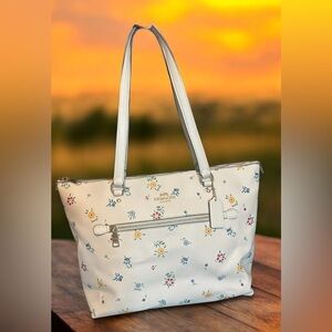 Coach White Floral Tote Bag